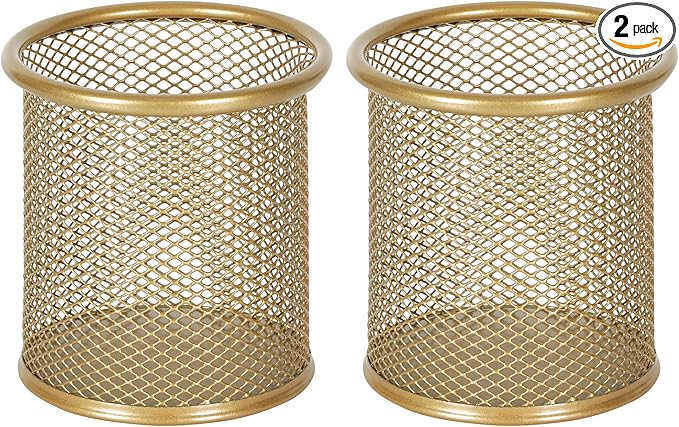 EasyPAG Pencil Holder for Desk, 2 Pack Metal Pen Organizer, Mesh Pencil Cup by EasyPAG