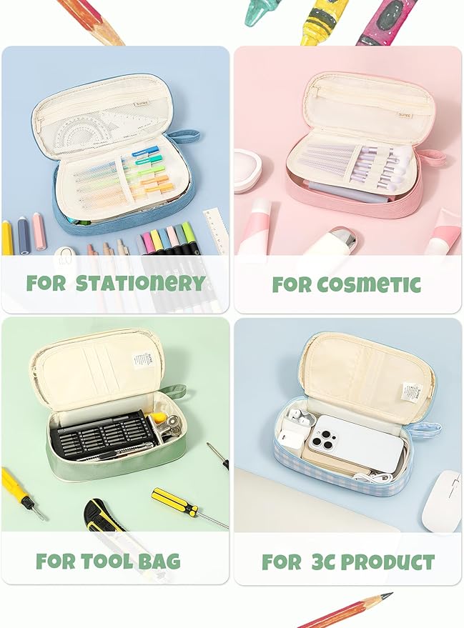 SUNEE Cute Pencil Case, Large Pencil Pouch, Aesthetic Big Pencil Bag - Image 6