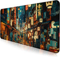 Cute Japanese Street Keyboard Desk Mat, Tokyo Night View Computer Mouse Mat | by LQFIWSS