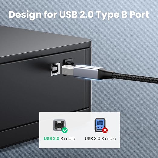 UGREEN USB B to USB C 6 FT Printer Cable, Nylon USB B to C Cord - Image 6