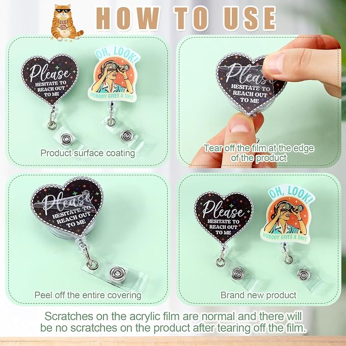 Feifeiya 24 Pcs Funny Badge Reel Nurse Cute Retractable Name ID Clip Badge - Image 7