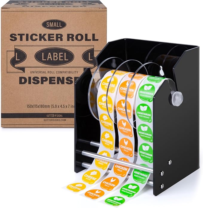 Roll Label Dispenser for Sticker Labels | Thick Durable Acrylic Sticker Roll by SutterSigns