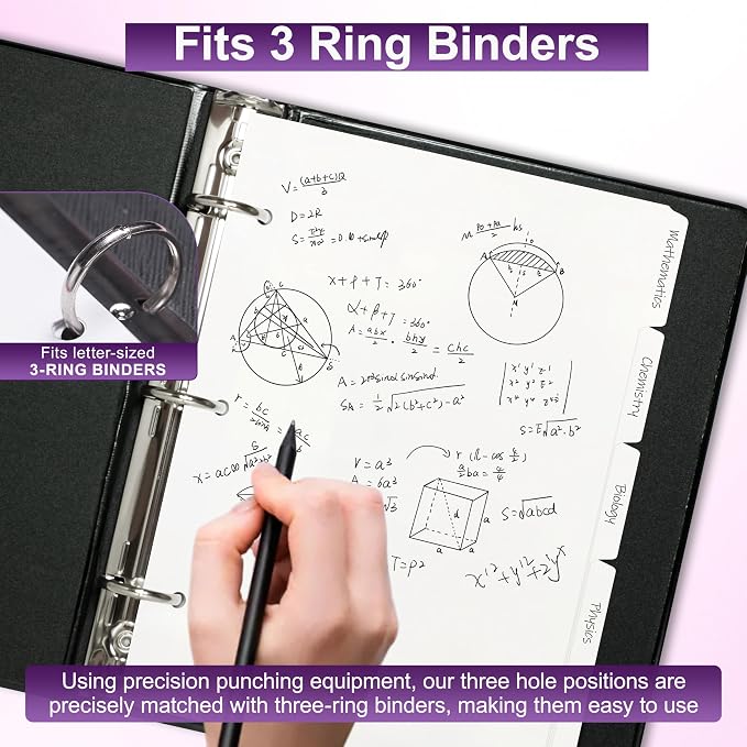 Binder Dividers with Tabs for 3 Ring Binder, 8.5 x 11 Paper Binder Dividers - Image 4