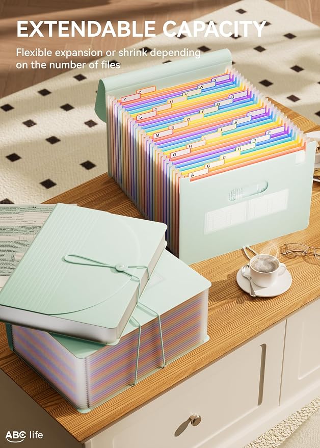 ABC life 26-Pocket Accordion File Organizer, Expanding File Folder, Letter/A4 - Image 3