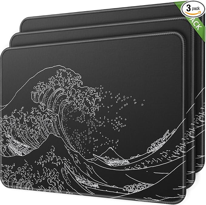 MROCO 3-Pack Mouse Pads, 30% Larger Surface, 8.5 x 11 in, Kanagawa Wave | by MROCO