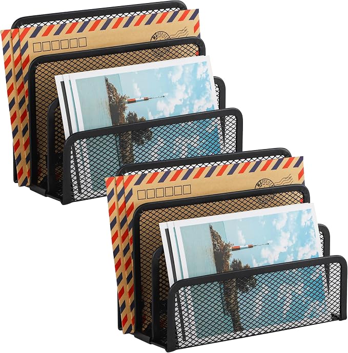 EASEPRES Desk Mail Organizer, Office Small Desktop Metal Mesh Envelope Letter by EASEPRES