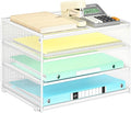 Lavatino 3-Tier Letter Tray Desk Paper Organizer – White Mesh Metal File Tray by Lavatino