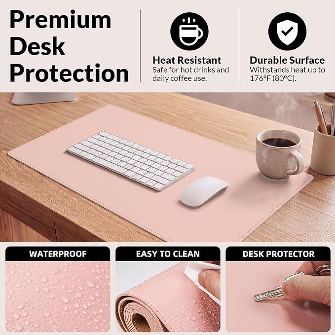 AFIING Cork Desk Mat, 31.5" x 17", Desk pad Protector | Dual-Sided Cork & PU - Image 6