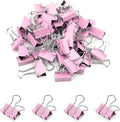 50 Pack Small Pink Binder Clips 3/4 Inch, Colored Little Paper Clamps, Tiny by Qikaara