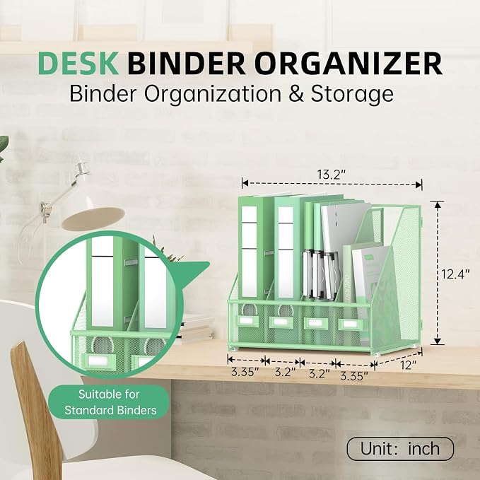 DALTACK 4 Vertical Compartments Magazine File Holder, Binder Organizer - Image 2