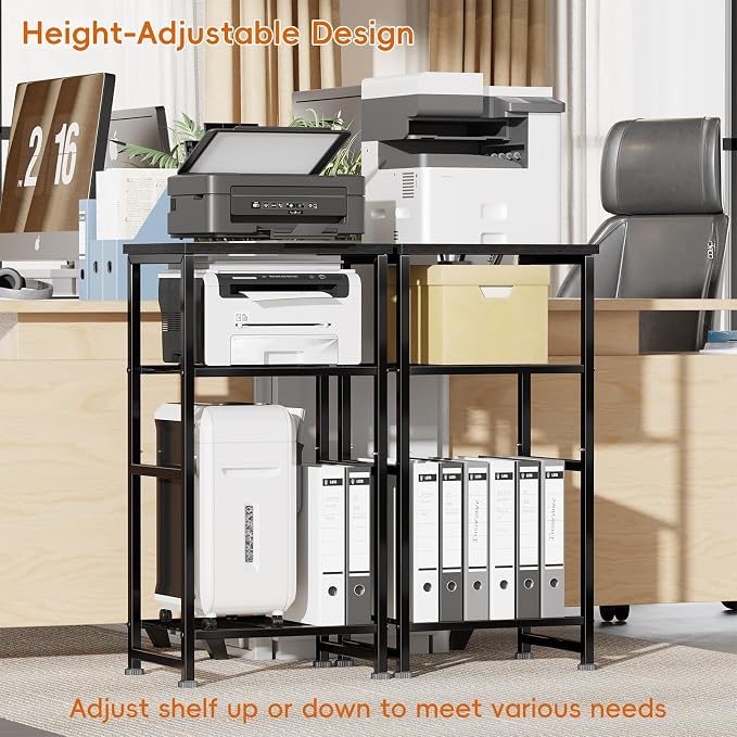 Industrial 3 Tier Printer Stand, Home Printer Wood Table - Image 5