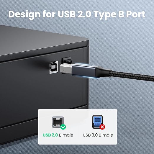 UGREEN USB C 3 FT Printer Cable, Nylon USB B to C Cord - Image 8