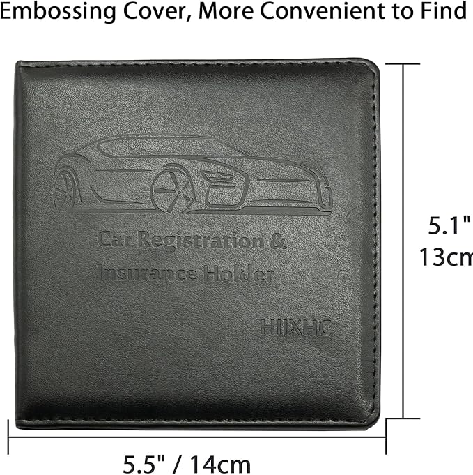 Car Registration and Insurance Holder, 5.5 x 5 Inch PU Leather Vehicle Glove - Image 3