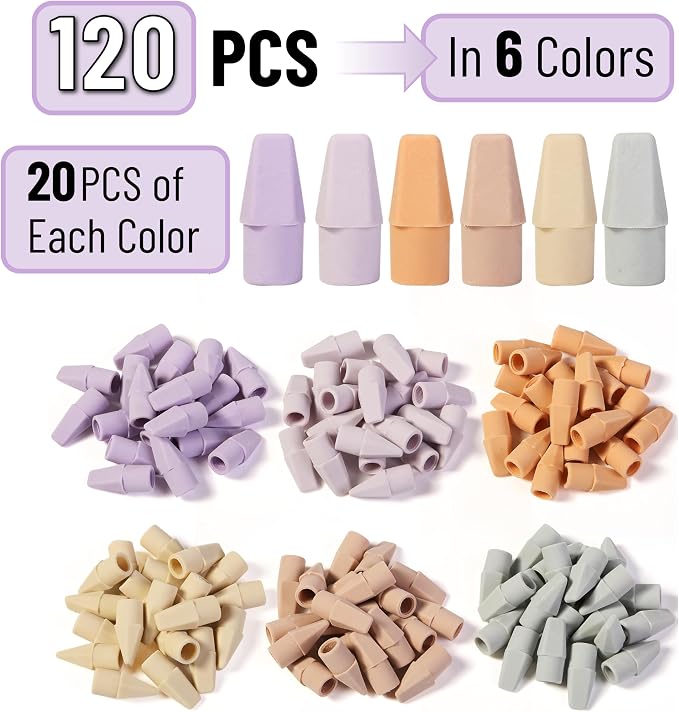 Mr. Pen- Pencil Erasers Toppers, 120 Pack, Latex Free, No Smudge | Mr Pen - Image 2