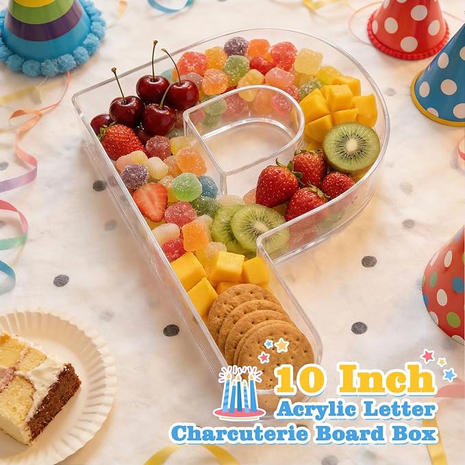 Ledido 10’’ Acrylic Letter Charcuterie Board Box, Reusable Fillable Serving Tray - Image 2