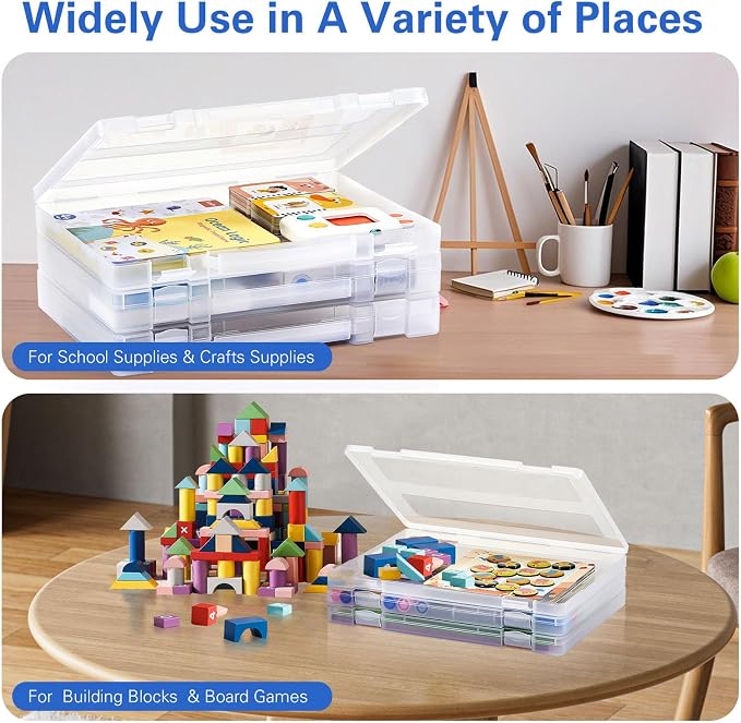 Denkee 8 Pack A4 Paper Organizer Box, Plastic Board Game Storage - Image 2