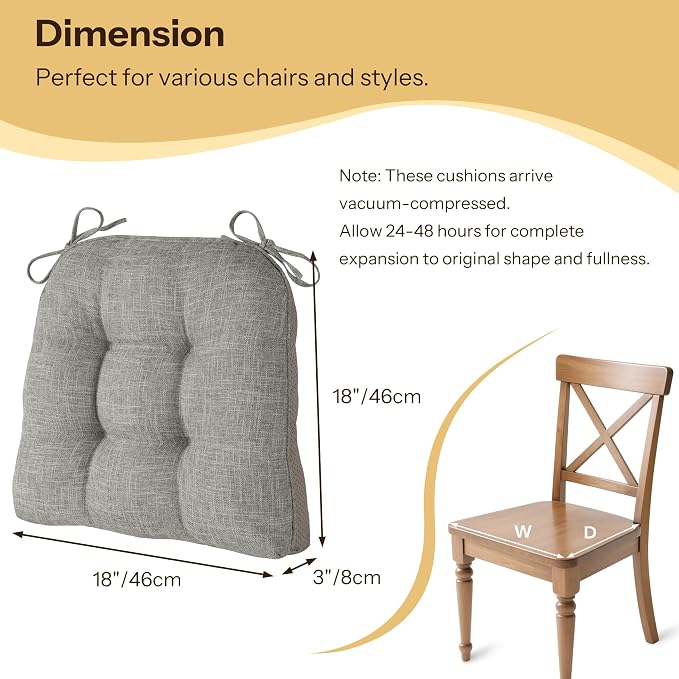 Non Slip Chair Cushions for Dining Chairs Set of 4 Kitchen Chair Cushions - Image 3