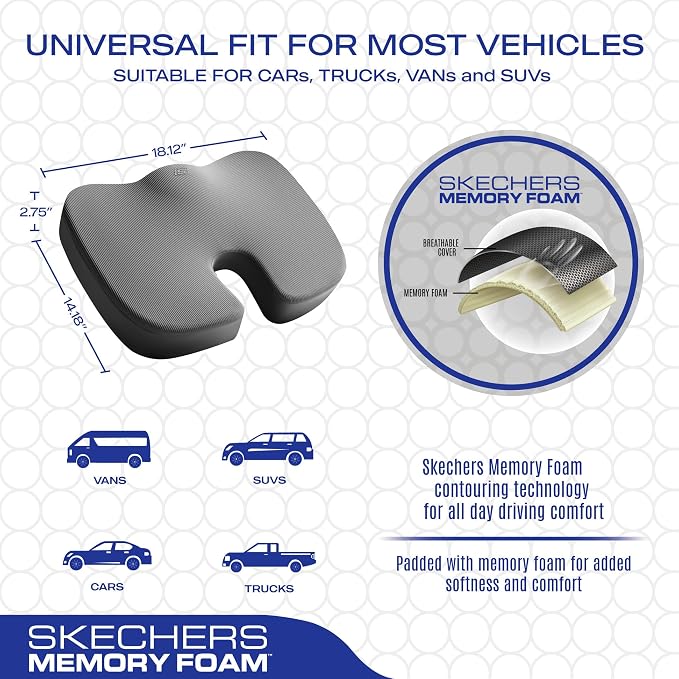 Skechers Memory Foam Seat Cushion, Office Chair Cushion - Image 5