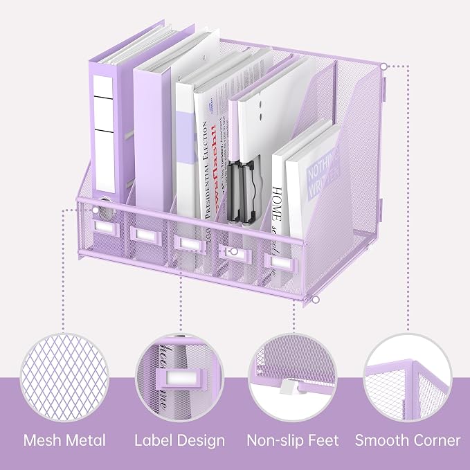 SUPEASY Desk Organizers Metal Desk Magazine File Holder - Image 4