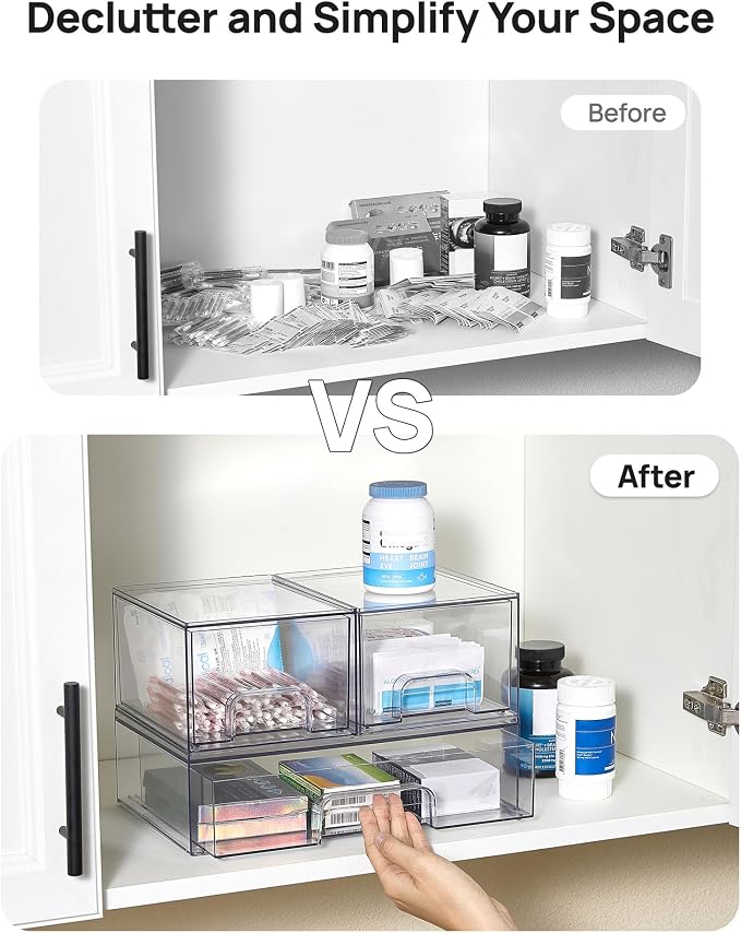 Vtopmart Stackable Storage Drawers Set of 3, Beauty Supplies, Pantry - Image 5