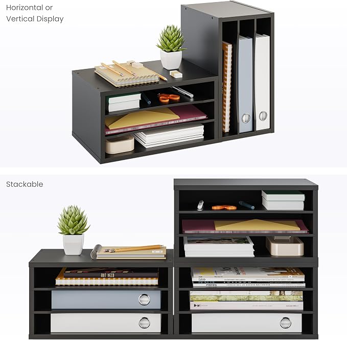 Ballucci Paper Organizer, 3-Tier Stackable Wood Desk Organizer, Document File - Image 8