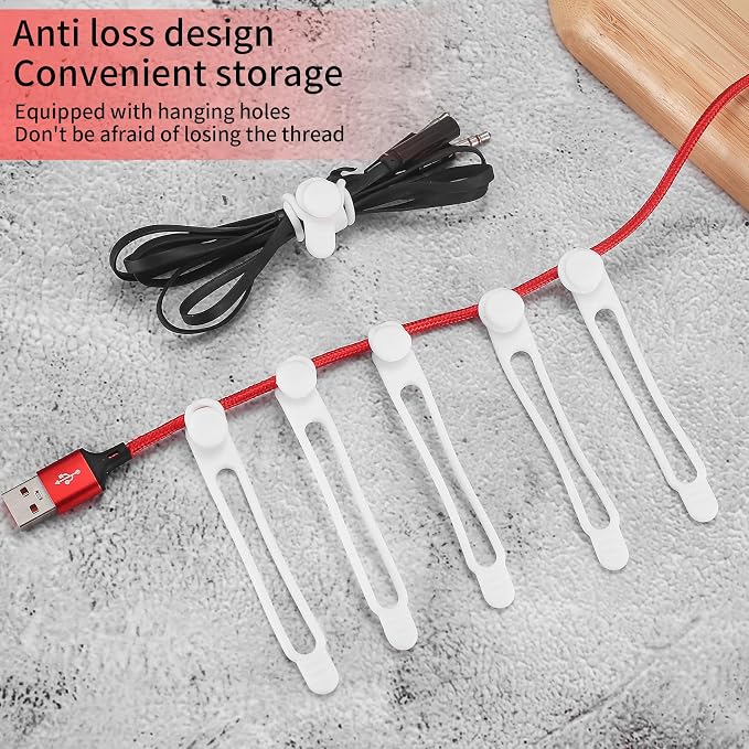 25 Pcs Silicone Cable Ties, Reusable Cable Straps Wire Organizer, Cable - Image 5