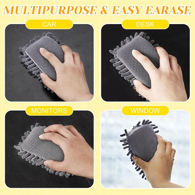 Zonon 4 Pieces Dry Erase Eraser Microfiber Shag Washable Whiteboard Eraser - Image 5