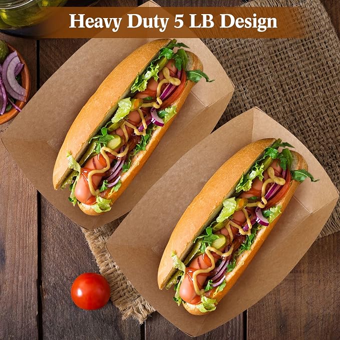 Sherr 200 Pcs 5 lb Kraft Paper Food Trays Boats Bulk, Disposable Nacho Kraft - Image 6