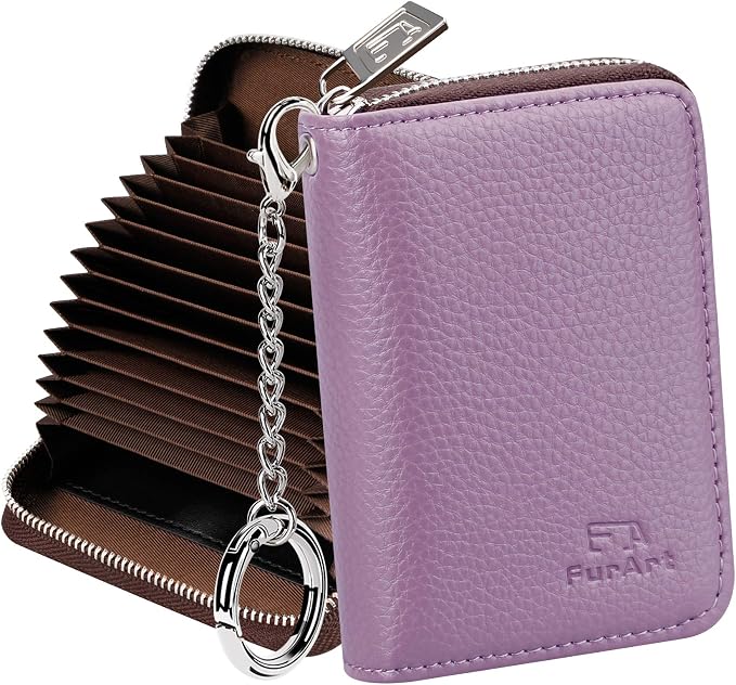FurArt Zipper Wallet Women, RFID Blocking Credit Card Wallet, Business Card by FurArt