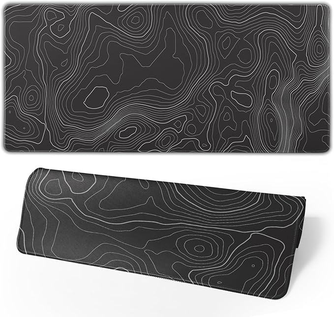 Topographic Contour Extended Big Mouse Pad Large, Gaming Mouse Pad Desk Pad by Brecoy