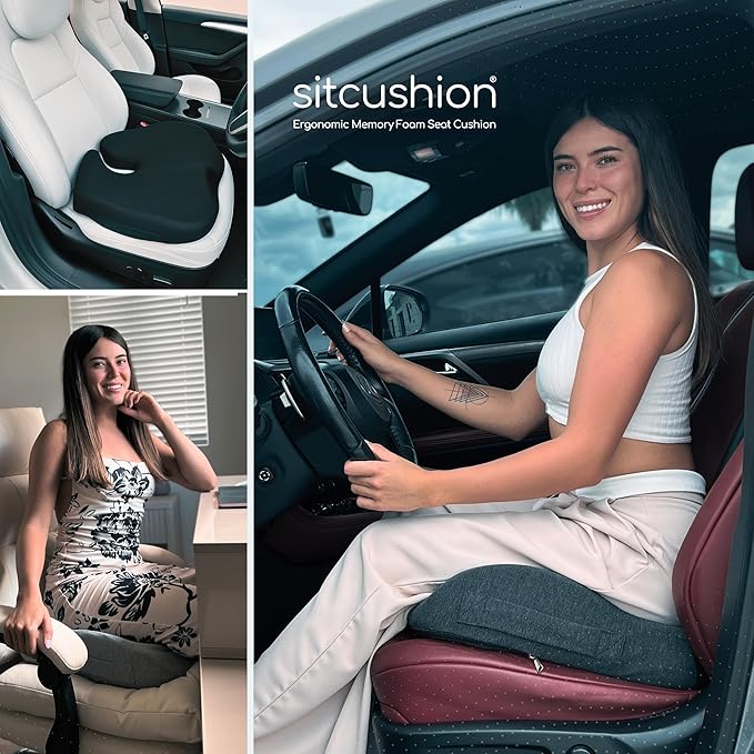 SitCushion Car Seat Cushion for Long Driving – X Large Memory Foam Seat Cushion - Image 2
