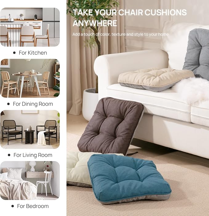 Love's cabin Memory Foam Chair Cushions Set of 4, 15.5"x15.5"x3.5" Indoor & - Image 6