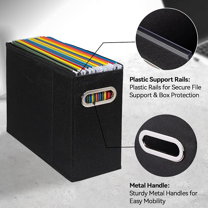 2 Packs Letter Size File Organizer, File Folders Organizer, Fabric Storage Box - Image 4