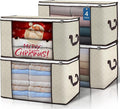 90 L Large Storage Bags, 4 Pack Clothes Storage Bins Foldable Closet Organizers by BuddingJoy-BuildaJoyfulLifeforYou