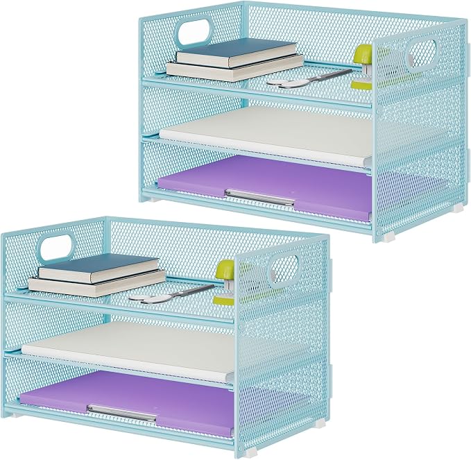 Marbrasse 3 Tier Paper Organizer Letter Tray, Mesh File Organizer by Marbrasse