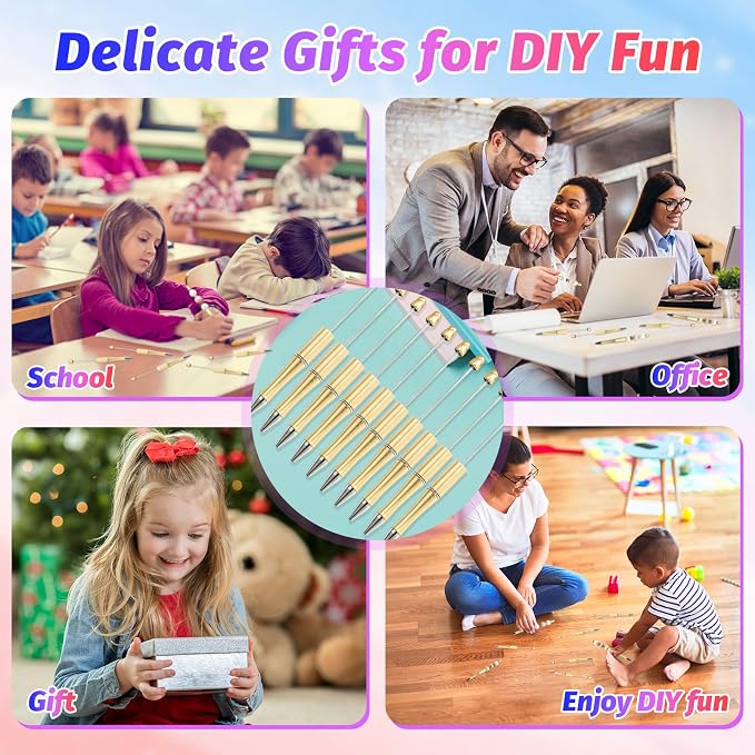 300 Pieces DIY Beadable Pen Kit – 100 Plastic Ballpoint Pens - Image 6