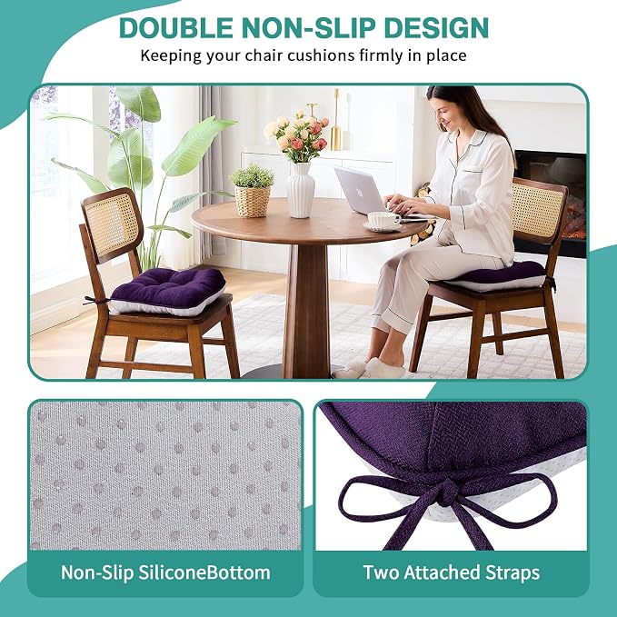BETU Chair Cushions for Dining Chairs Set of 4, 3.5" Thick Kitchen Table Chair - Image 2