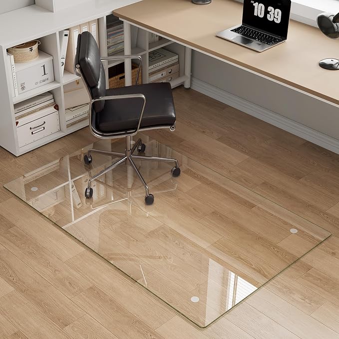 Office Chair Mat for Carpet，30"x48" Heavy Duty Tempered Glass Office Chair Mat by MYSUNORIA