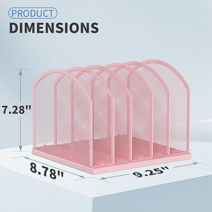 Gawerk 5-Section Vertical Desktop Organizer, 5-Section Mesh File Folder Stand - Image 2