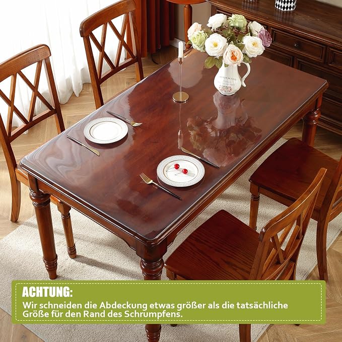 OstepDecor 48 x 48 Inch Clear Table Cover Protector, 2mm Thick Clear Plastic - Image 4