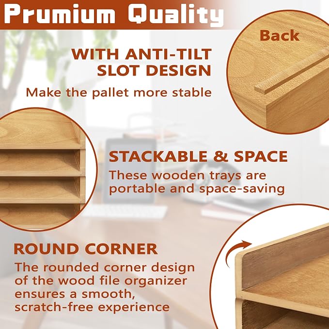 PROLEE Wooden Paper Tray Organizer - Image 4