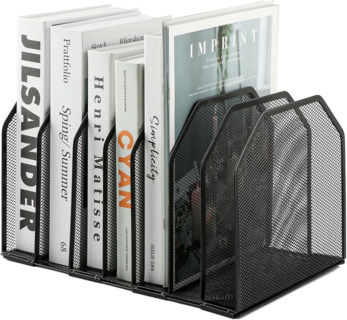 7-Section Vertical Mesh File Sorter, Metal Paper Holder by Unknown