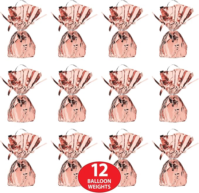 Beistle Metallic Wrapped Balloon Weight – 12 Pack, Rose Gold Balloon - Image 4