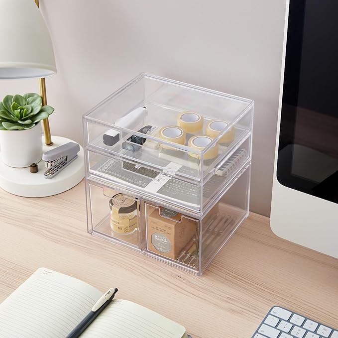 STORi Stackable Desk Organizer Drawers, 4 Multi-size Drawers - Image 4