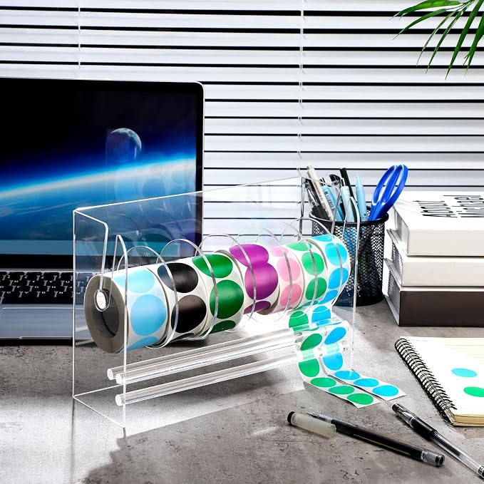 Qilery Adjustable Label Dispenser Acrylic Roll Sticker Dispenser Sticker Holder - Image 3