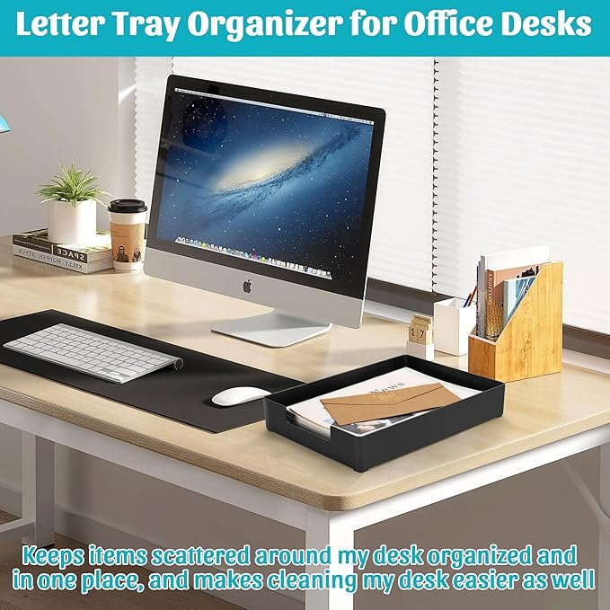 Letter-Size Tray Desk Letter Tray Paper Tray, Sturdy Heavy-Duty Plastic Printer - Image 7