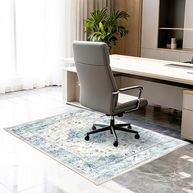 Office Chair Mat for Hardwood Tile Floor, Machine Washable Office Area Carpet by Ufeekare