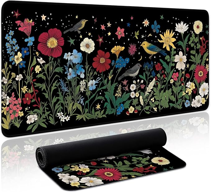 Aesthetic Desk Mat, Cute Enchanted Garden Desk Pad Protector by Zotia