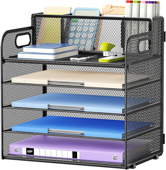 Marbrasse 5 Tier Paper Organizer Letter Tray, Mesh Desk File Organizer by Marbrasse