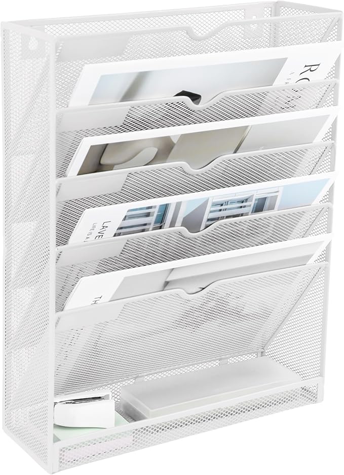 EASEPRES 6 Tier Mesh Hanging Wall File Organizer, Desk Vertical Mail Paper - Image 8